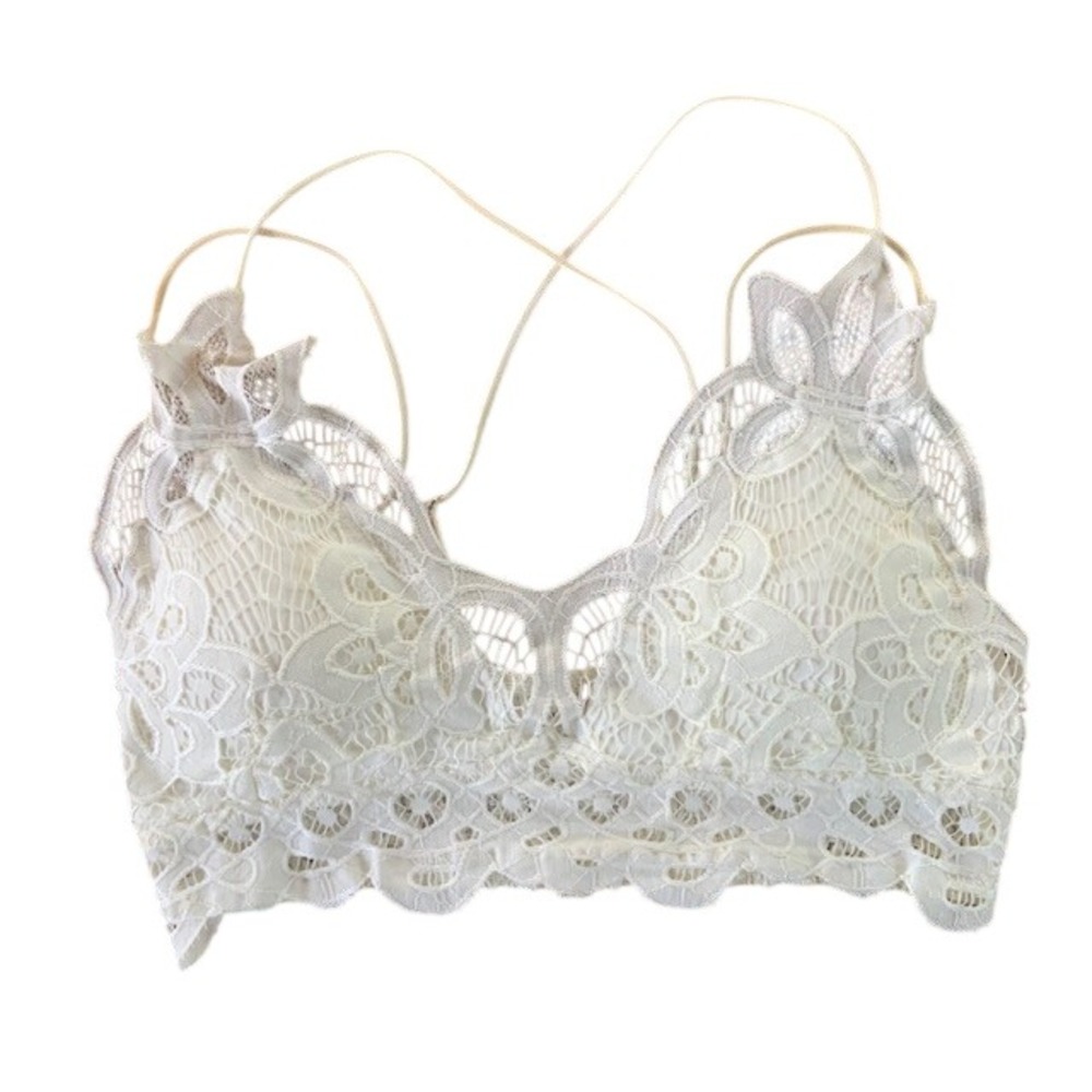 Crochet Lace Crop Top L Cowgirl Rodeo Festival Boho Bralette Country Concert